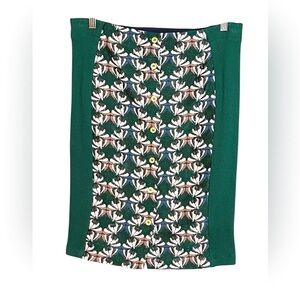 Anthropologie Dolan Devlin Green Brocade Button Down Pencil Skirt Size Small NWT